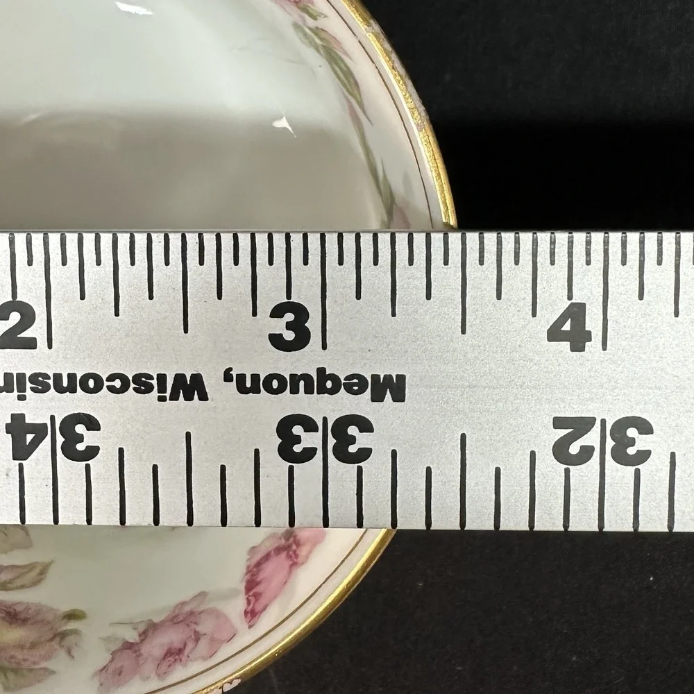 Haviland Limoges 'The Amstel' Bouillon Cups, Gold Pink Roses, Antique, Set of‎ 2